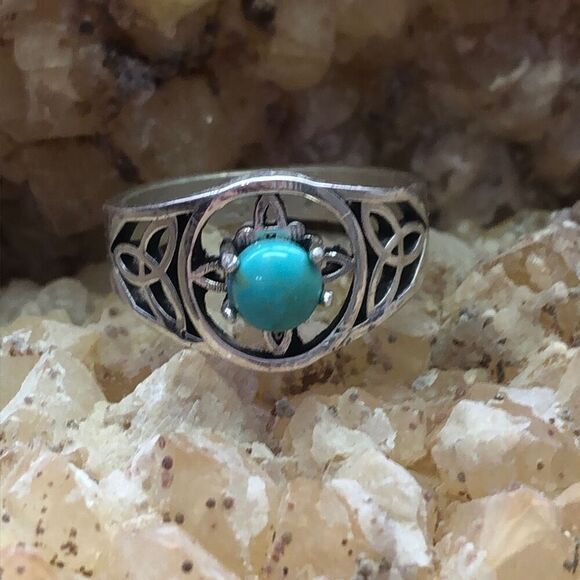 Ring, Sterling Silver and Turquoise Ring, NEW, Handmade, size 7, Kingman Turquoi - Picture 3 of 10